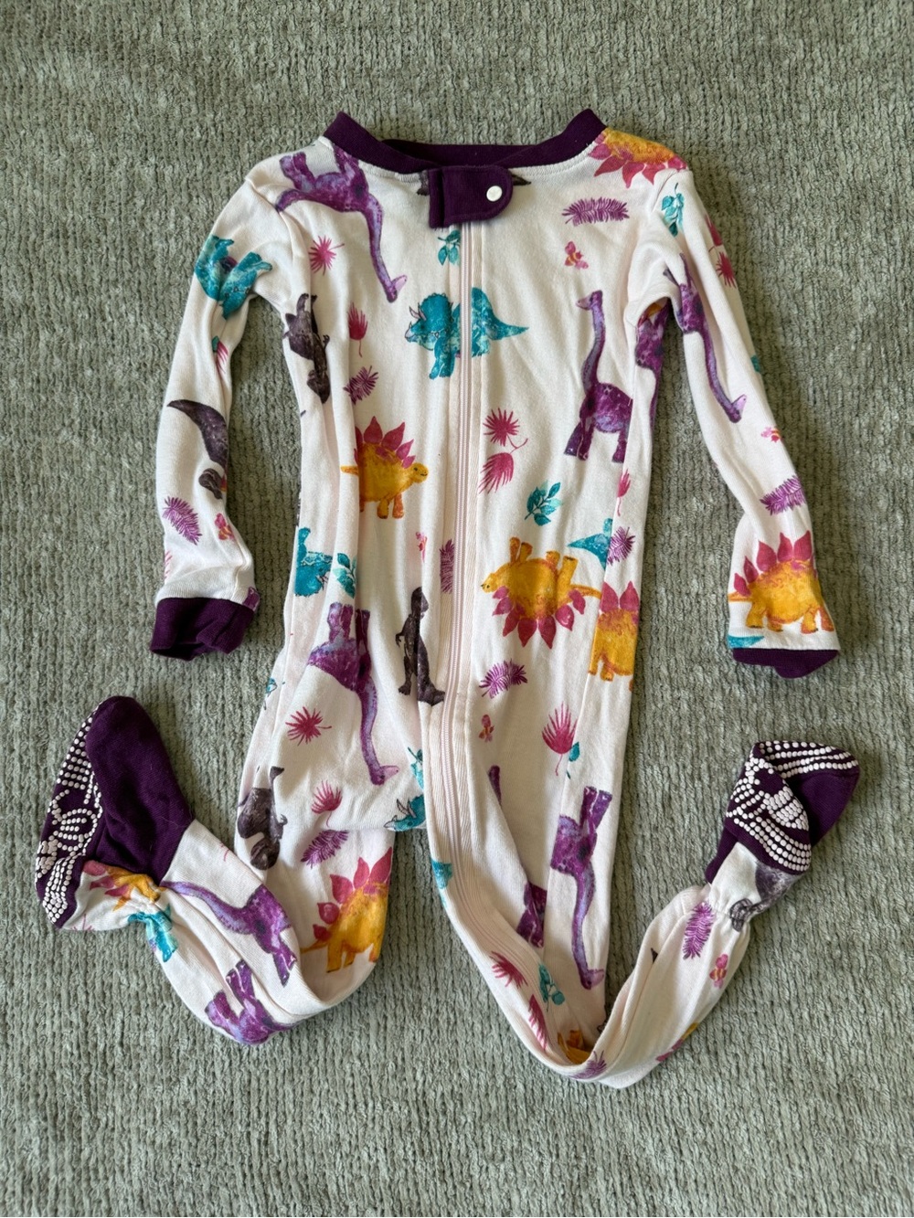 Burt’s Bees Baby Dinosaur Footed Pajamas Organic Cotton 18M